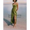 Spring NEW Round Neck Elegant Waist Hugging Split Linen Blend Shoulder Strap Length Dress 8265707 3314354