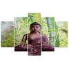 Feeby Feeby Five Piece Picture Canvas Print, Buddha On a Background of Bamboo