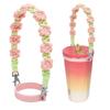 Drink Cup Holder Cotton Rope with Silicone Straw Holder Portable Tumbler Cute Flower Design