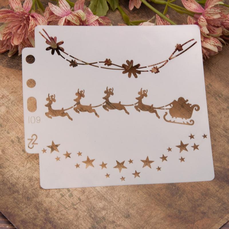 Exquisite Christmas Spraying Drawing Template Portable Washable 3-ring Loose-leaf Stencils Reusable Anti-break for Kids