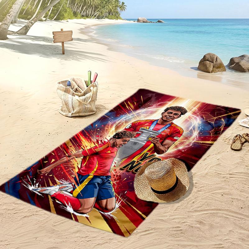 Lamine Yamal Personalisiertes Bedrucktes Strandtuch Fußball Logo Unterstützung Benutzerdefinierter Name Text Saugfähiges Handtuch Für Sport Reisen Besonderes Geschenk