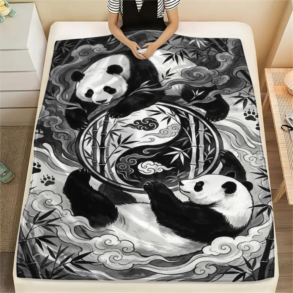 1Pc Tai Chi Animals Print Flannel Blanket, High quality Comfortable for All Seasons, Home Decor, Warmth and Comfort, Perfect for Christmas Gifts W106