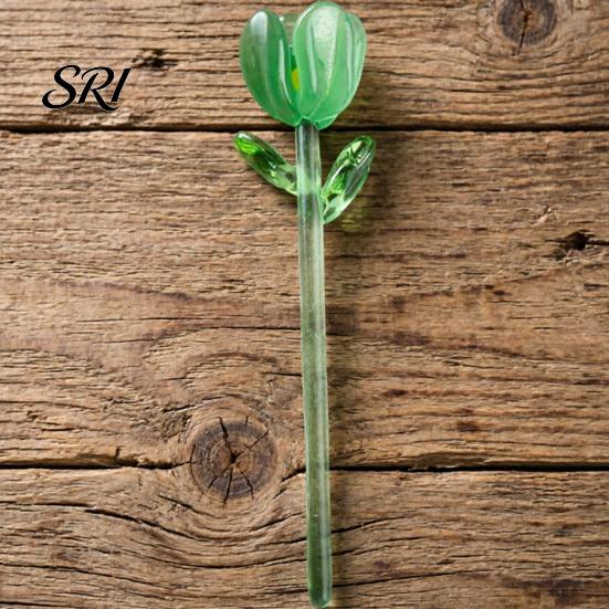 Delicate Glass Keepsake Mini Flower Ornament Handmade Colored Miniature Collectible Art Tiny Decoration for Table Centerpiece Bookshelves Micro