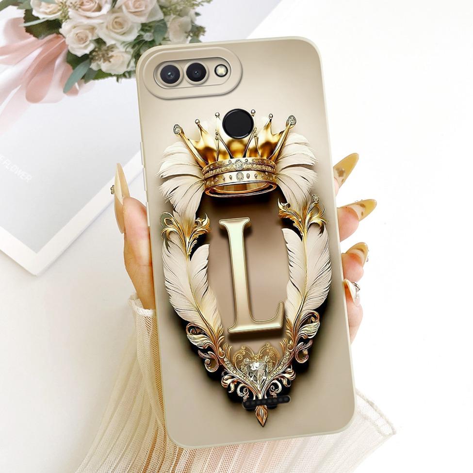 Cover For Redmi 6 Case Luxury A-Z Letters Fashion Crown 2D Painted Silicone Phone Casing M1804C3DG M1804C3DH M1804C3DI