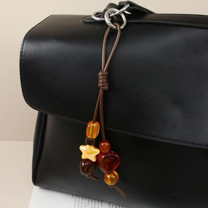 Handwoven Resin Keychain Phone Strap Bag Charm Style Lightweight Accessory for Women Men