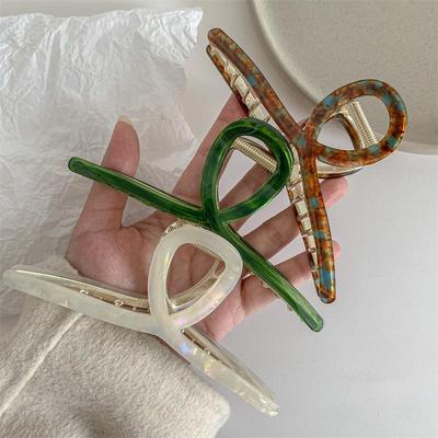Women's Fashion Oversized Metal Acetate Claw Hair Clip – High-End Shark Hairpin for Back of Head