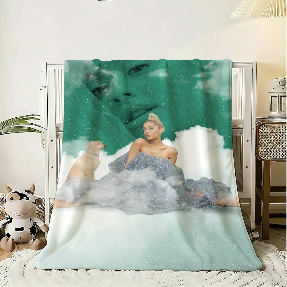 Pop Singer Ariana Grande Throw 240G Flannel Blanket Lightweight Soft Skin-Friendly Summer Thin Throw Blanket