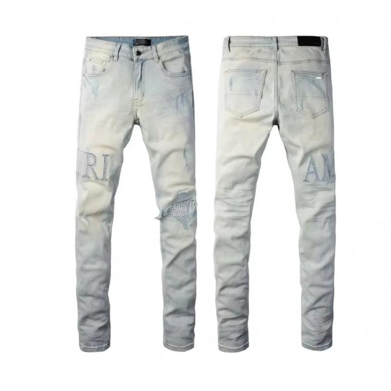 Herren Slim Fit Distressed Denim Jeans mit Patchwork-Stickerei Streetwear-Stil Lässige Hose 3XL Waist 36in white