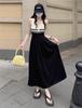 Striped vest dress women's summer Xiaoxiangfeng waist thin splicing contrasting color sleeveless long skirt knitted bottoming skirt