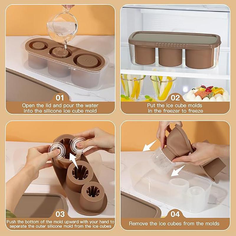 

Ice Cube Tray For Tumbler Cup Silicone Cylinder Ice Mold With Lid And Bin For Freezer Ice Drink Juice Whiskey