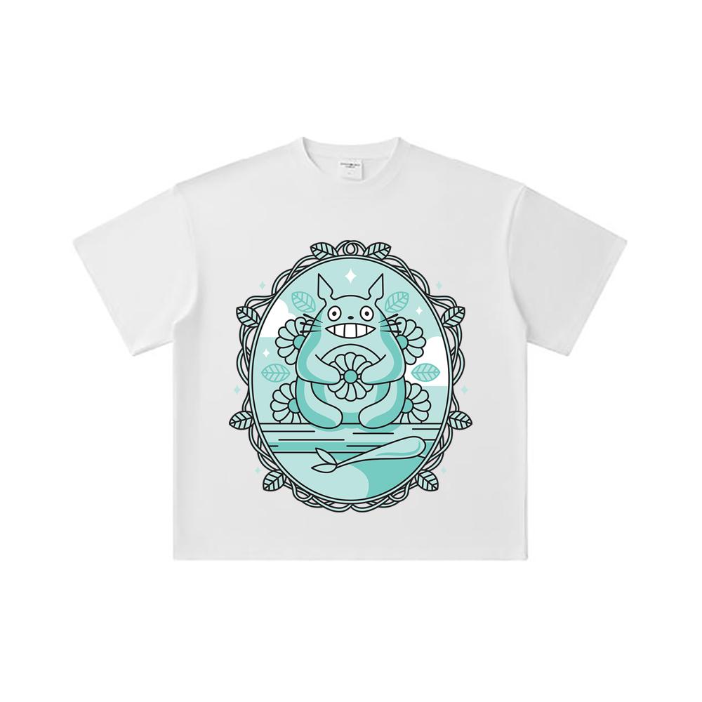 260 GSM Double Yarn 32 Count 100% Cotton Ghibli V6 Totoro Print Unisex Heavy Cotton T Shirt