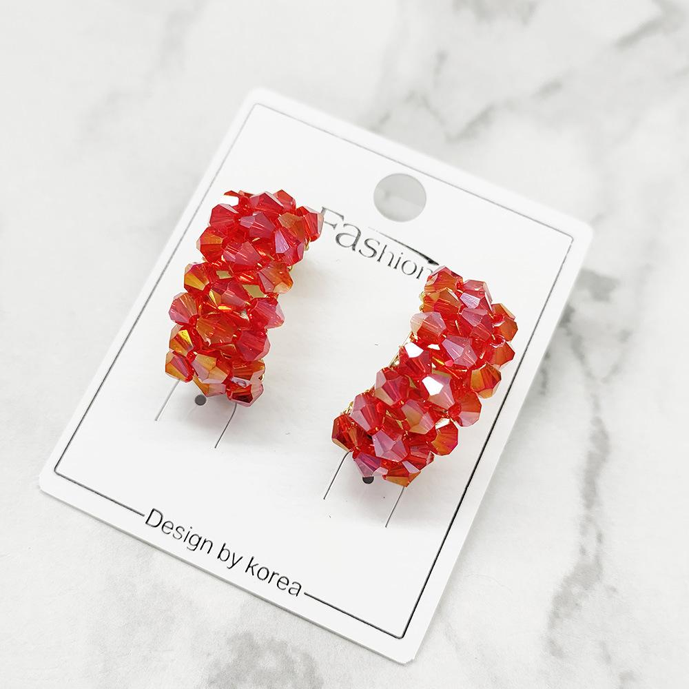 

Богемные серьги ручной работы с кристаллами Серьги Личность Темперамент Серьги Дизайн Стиль Модные серьги Гипоаллергенные красный