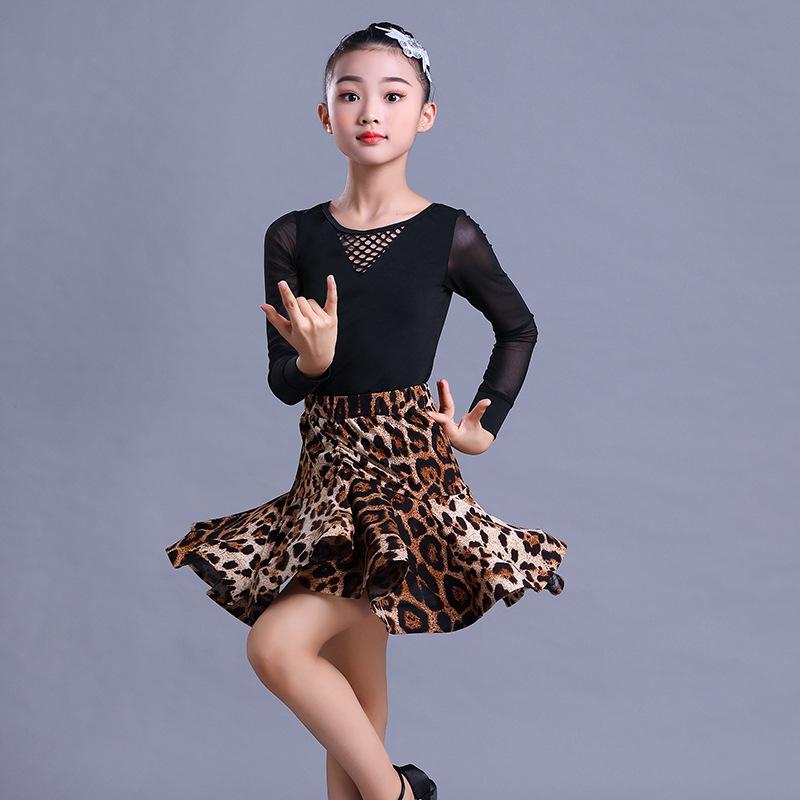 Girls' Exam Grade Latin Dance Costume Set - Long Sleeve Jumpsuit with Skirt for Autumn Practice