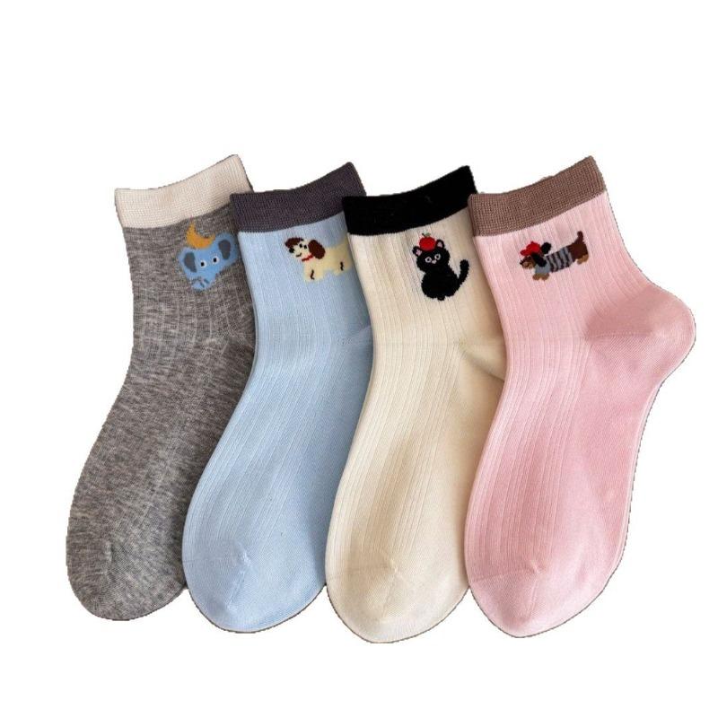 Female Summer Light and Thin Tie In Lovely Sweaty Breathable Cartoon Short Cotton Socks