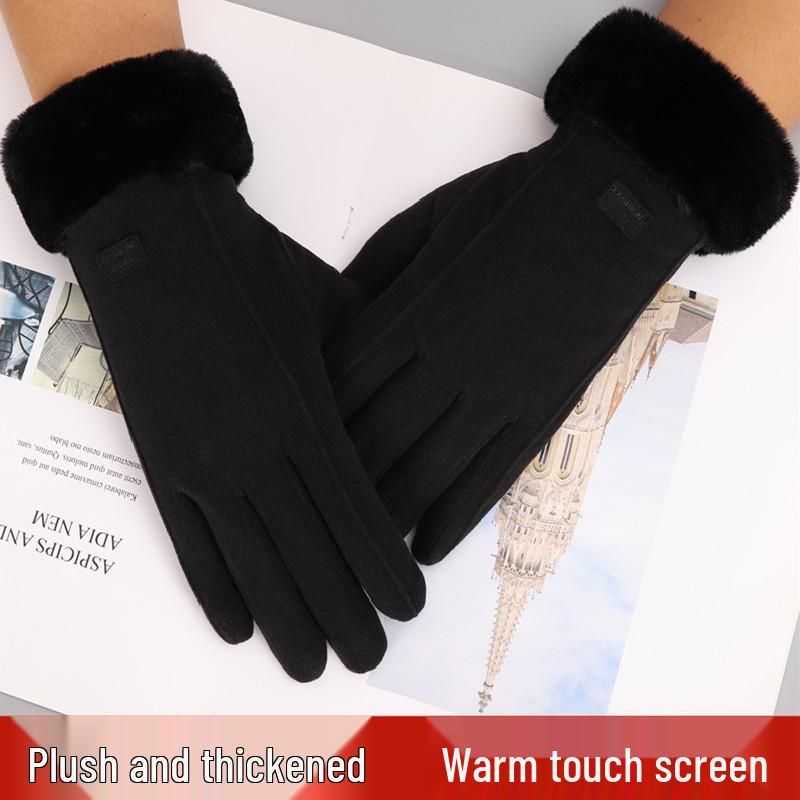 

Женские зимние перчатки с сенсорным экраном – Толстый бархат, Теплые, Корейский стиль для езды на велосипеде и защиты от холода One Size
