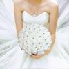 White Bridal Wedding Bouquet Artificial Rose Bouquet with Crystal Pearl for Wedding Engagement Home Decor