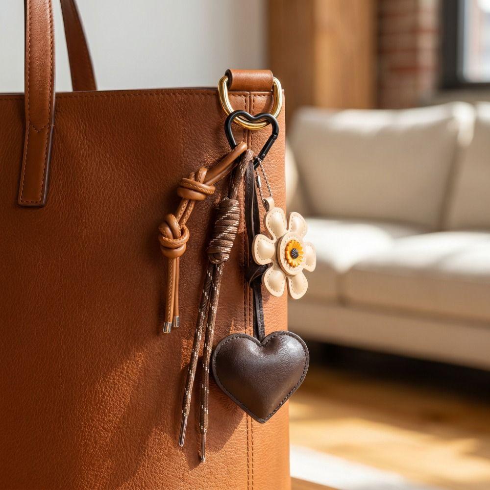 Vintage Flower Heart Keychain Sunflower Bag Hanging Fashion Bag Ornament Keys
