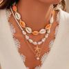 European and American personalized soft pottery necklace fashion coconut tree starfish flower pendant long necklace stacked collarbone chain