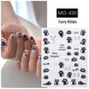 Cute Cat & Fishbone Nail Stickers - Frizzy Kitten Embossed Design