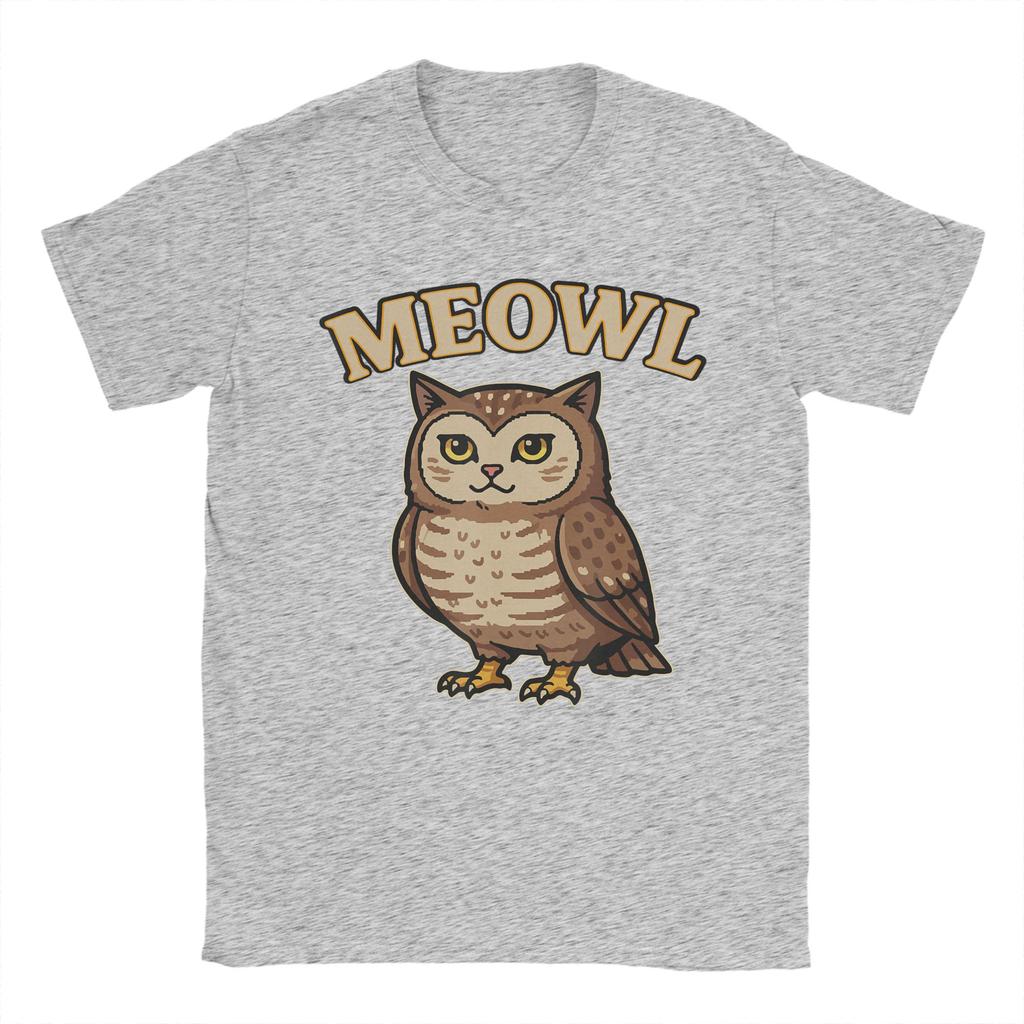 Meowl Funny Meow Cat Owl Brainrot Meme Unisex T Shirts Funny Tee Shirt Short Sleeve Crewneck TShirt 100 Cotton Gift Idea Clothes