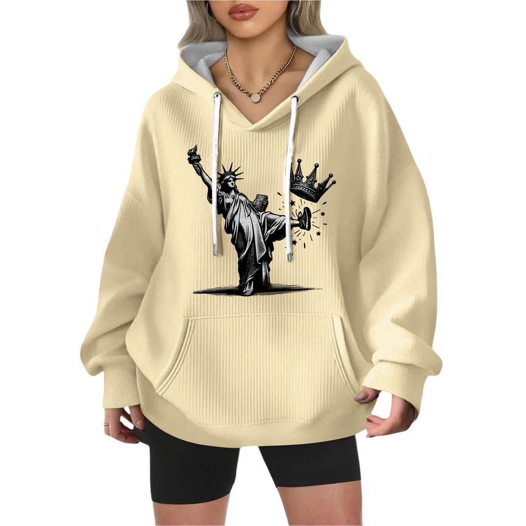 Women's Fashion Casual Long Sleeve Loose Printed Pullover Sports Long Sleeve Sweatshirt