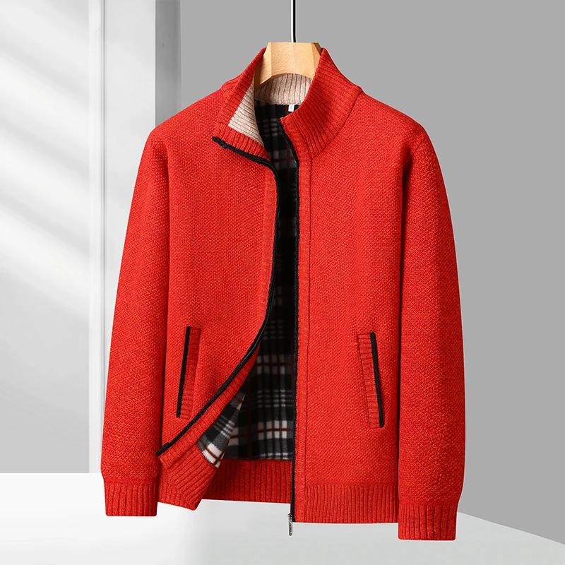 

Мужской вязаный кардиган-куртка Осень Зима Флисовый свитер Мужской Высокое качество Джемперы Теплые Повседневные куртки Свитер-пальто M оранжевый