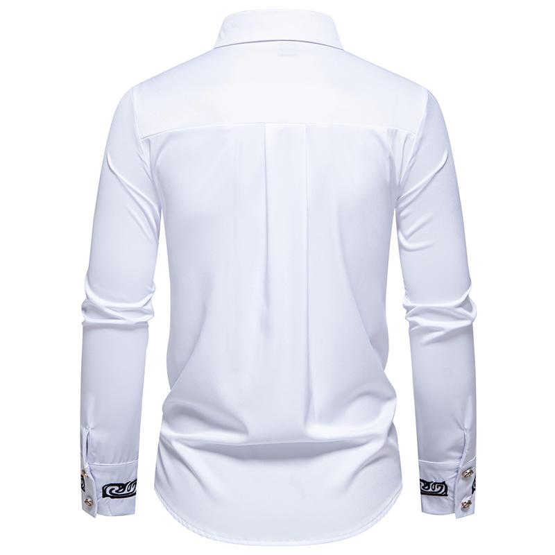 Spring New Fashion Men's Long Sleeve Shirt Men European and American Palace Embroidered Shirts Male Casual Social Wedding Party