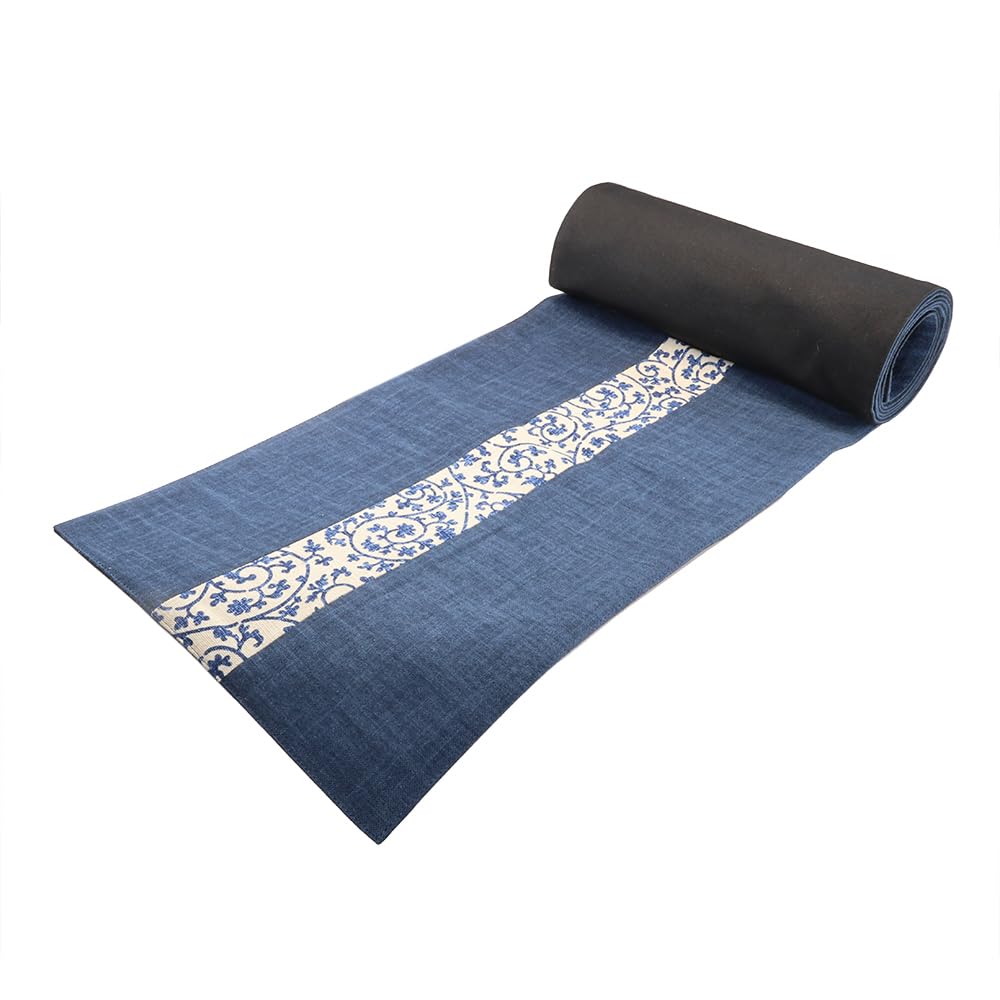 

Yamashita Koge Runner Cloth, Celebration Arabesque Pattern, Navy, 100% Cotton, Made in Japan, Table Runner