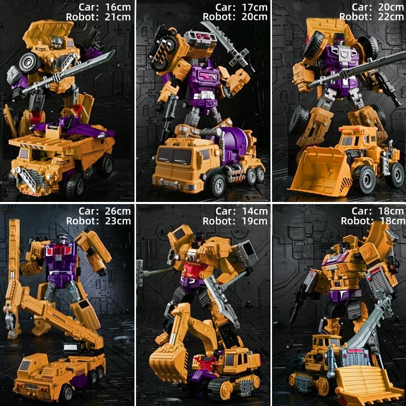 Jinjiang Transformation Toys Devastator Combination Sets Excavator Scraper Hook Action Figure Robot Car Model Kids GT 6 in 1 Poseable Articulated