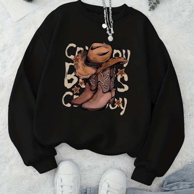 Cool Printed Women s Crew Neck Sweatshirt, Cotton Blend & Durable S