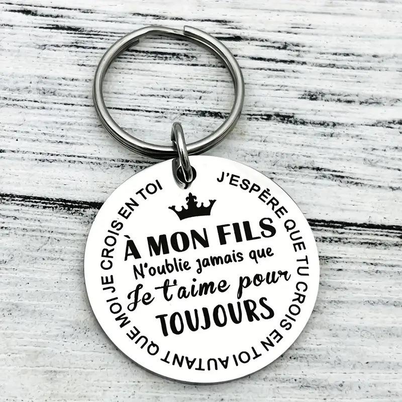 Stainless Steel Round Tag Letter Titanium Steel Keychain Inspirational Gift Stainless Steel Keychain for Backpack Bag Pendant