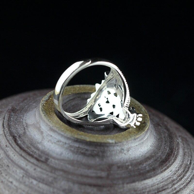 925-Silber-Produkte, neue Damen-Pfau-offene Mode, S925-montierter Marseille-Stein-offener Ring