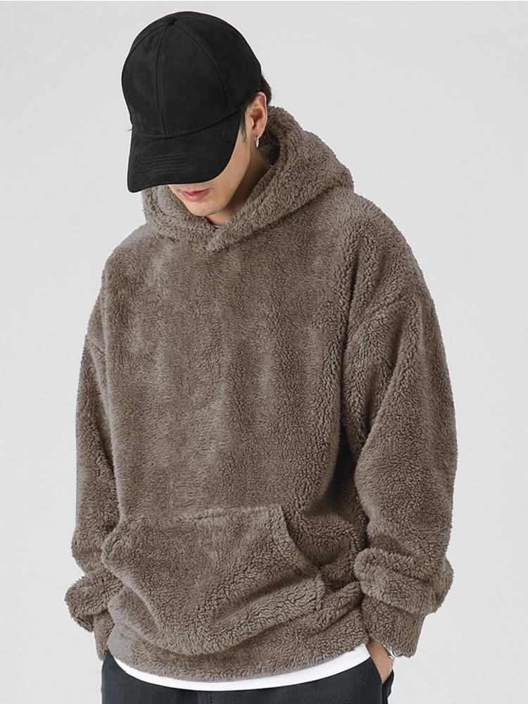 Autumn & Winter Slim Long-sleeved Coral Velvet Personality Wind Casual Men's Hooded Sweater Moisture Wicking Comfortable Skin-friendly Breathable Tops