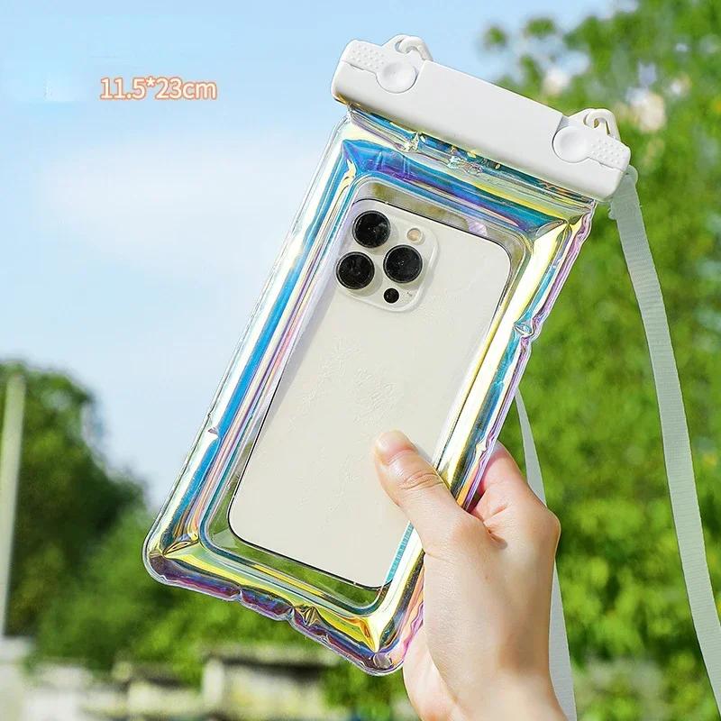 

Laser Airbag Anti Sinking Touchable Lanyard Waterproof Phone Bag Pouch for Apple IPhone Xiaomi Samsung Swimming Universal