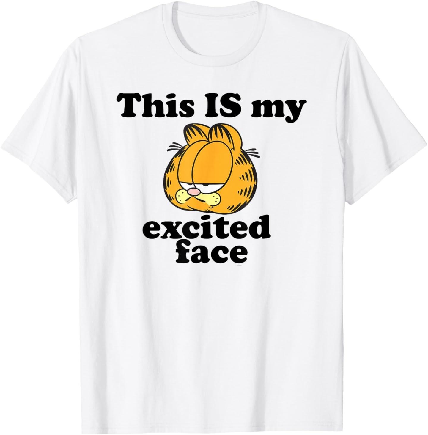 Garfield This is My Excited Face Sarcastic Cartoon Cat T-Shirt S разноцветный