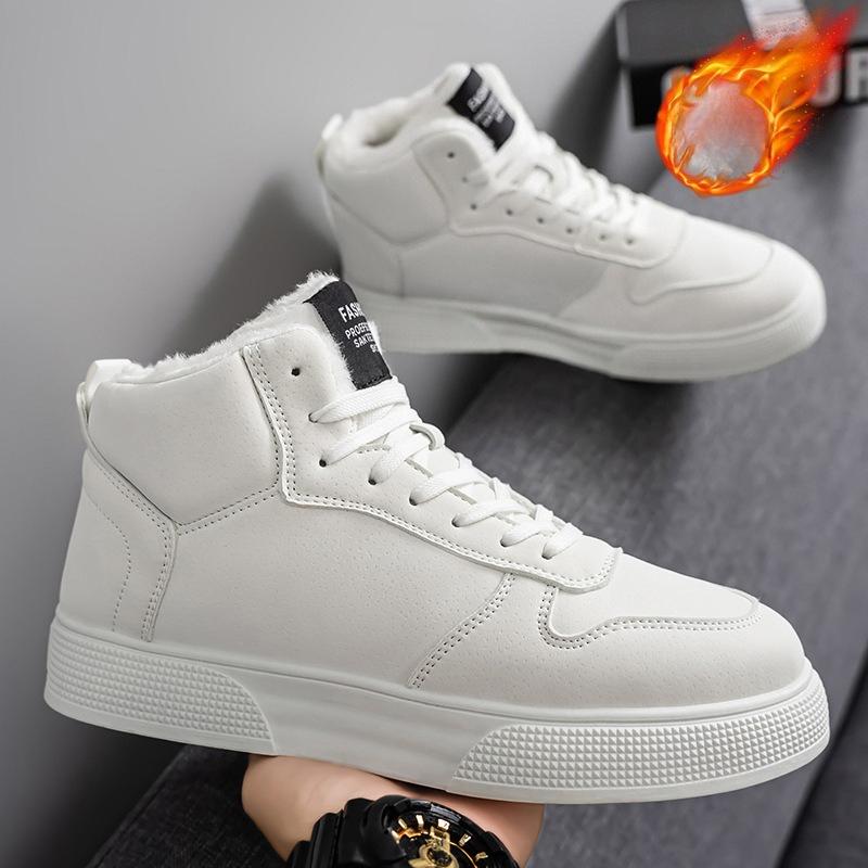 Mens Large Size Soft Sole Heightened Winter Warm Fur Snow Boots Padded Lined Ankle Boots Anti-slip Hiking Casual Sports Boots