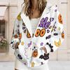 Women Plus Size Zip Up Hoodie Long Sleeve Leopard Football Star Print White Sweatshirt With Pockets