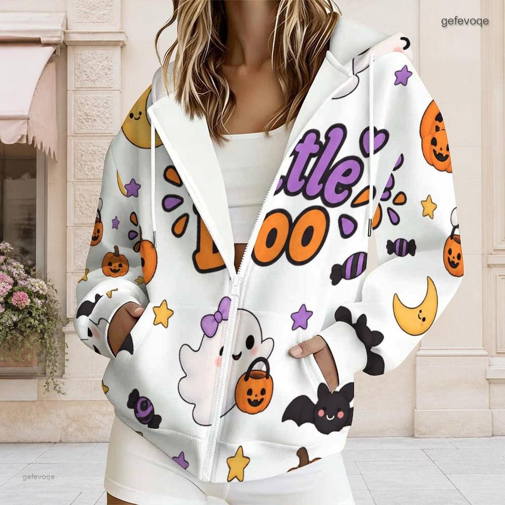 Women Plus Size Zip Up Hoodie Long Sleeve Leopard Football Star Print White Sweatshirt With Pockets