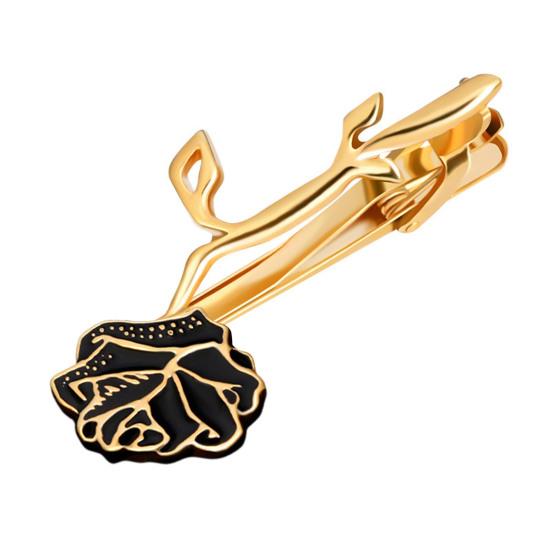 Detachable Tie Back Golden Flower Design Tie Clip Versatile Bow Tie Clip Weddings Business Suits Accessories