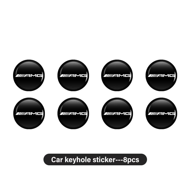 TLZS3 8pcs Universal Car Door Keyhole Lock Core Protective Cover Stickers For Mercedes Benz AMG W202 W212 W213 W220 W221 W222 C180
