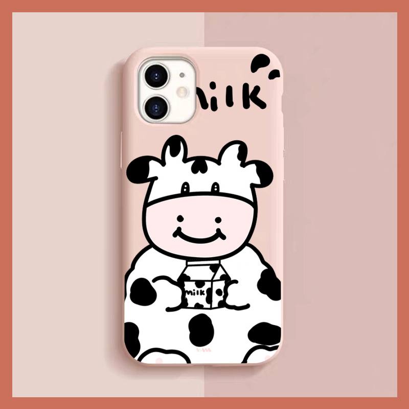 Cute Cartoon Milk Cow Phone Case for iphone 13 11 12 mini pro max 7 8 plus 6 6s x xs max xr shell