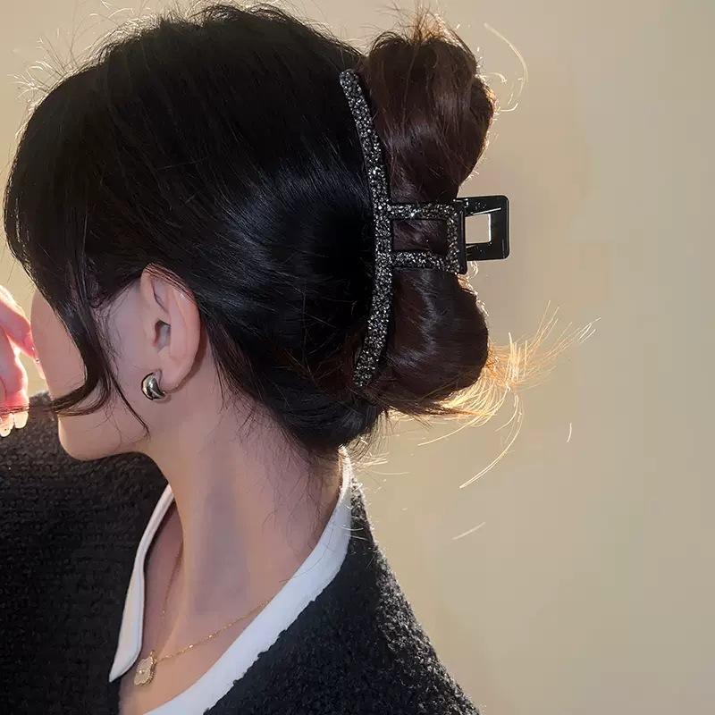 Pince à Cheveux de Luxe Noire à Strass Accessoire pour Cheveux pour Femmes