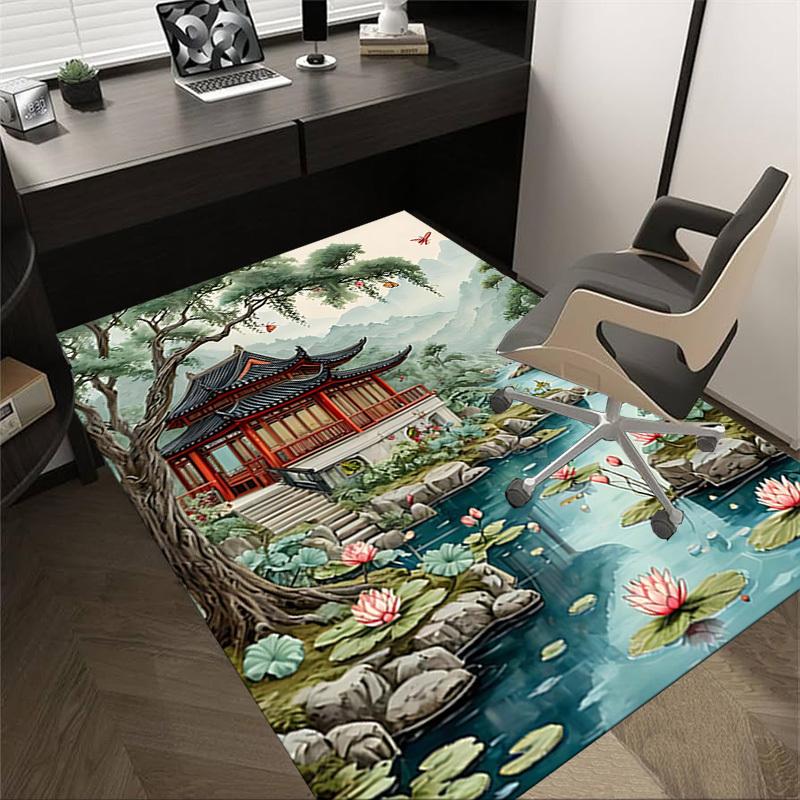 

1PC Pavilion Lotus Non-Slip Floor Carpet Compatible for Office&Living Room&Bedroom&Dining room - Flat - Weave Machine-S0307 60cm by 90cm