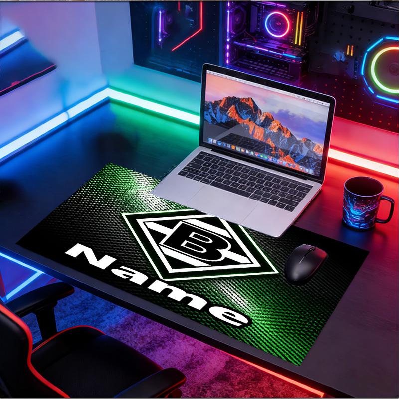 Custom Name Personalized Borussia Monchengladbach Pattern Mousepad, Laptop PC Desk Mat, Decorative Desk Mat for Home Keyboard Pad Gift