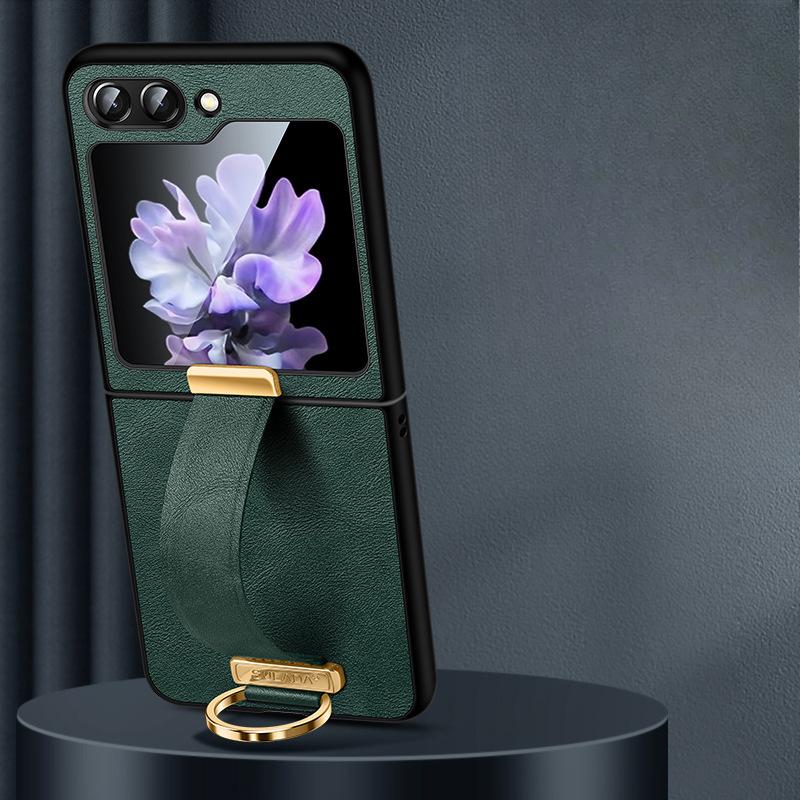 Geeignet für Samsung Zflip6 Handyhülle 5. Generation Faltbares Samsung Sturzsicher W23 Ring Armband Ständer 4. Generation Lederhülle
