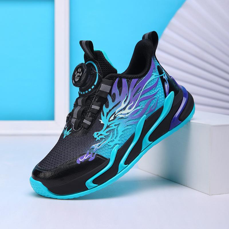 Children's sports shoes 2025 spring and autumn new mesh breathable non-slip lightweight rotating buckle casual boys running shoes tide