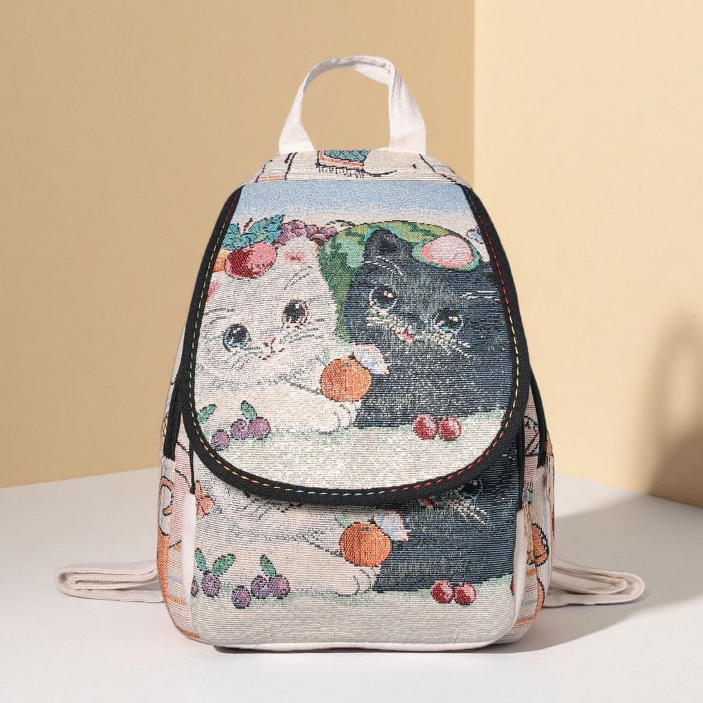Ethnic Embroidered Canvas Backpack For Women With Multiple Compartments For Daily Use