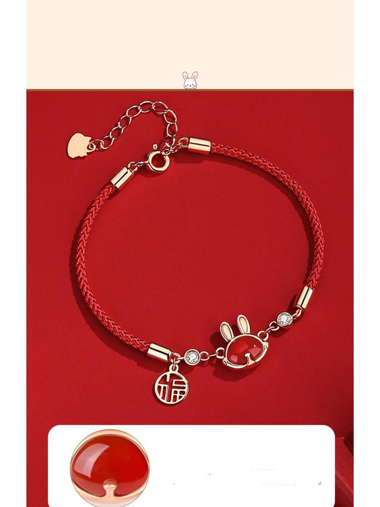 2023 Year of the Rabbit Red Beaded Bracelet - Christmas Gift for Women