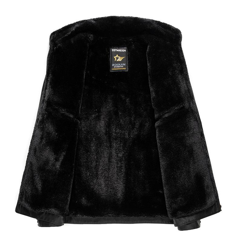 Winter New Men's Fur All-in-one Leather Jacket Men's Lapel Plus Velvet Thickened Leather Jacket Dad's Casual Jacket
