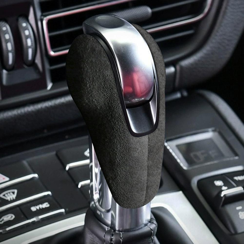 

Замшевая автомобильная головка рычага переключения передач ручка переключения передач защитная накладка декоративные аксессуары для Porsche Macan Panamera Boxter 718 серый